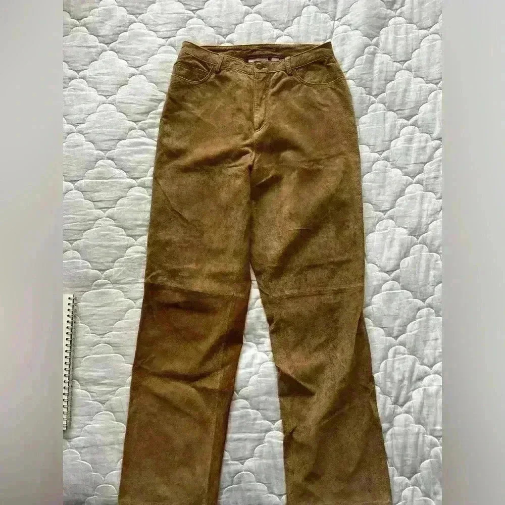 Tan Suede Leather  Pants Size 10